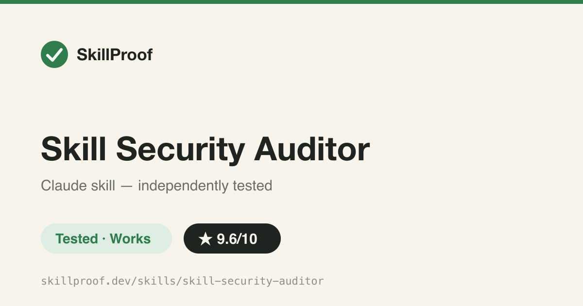 Skill Security Auditor — OWASP-mapped code/secrets/config audit with working bundled scan scripts