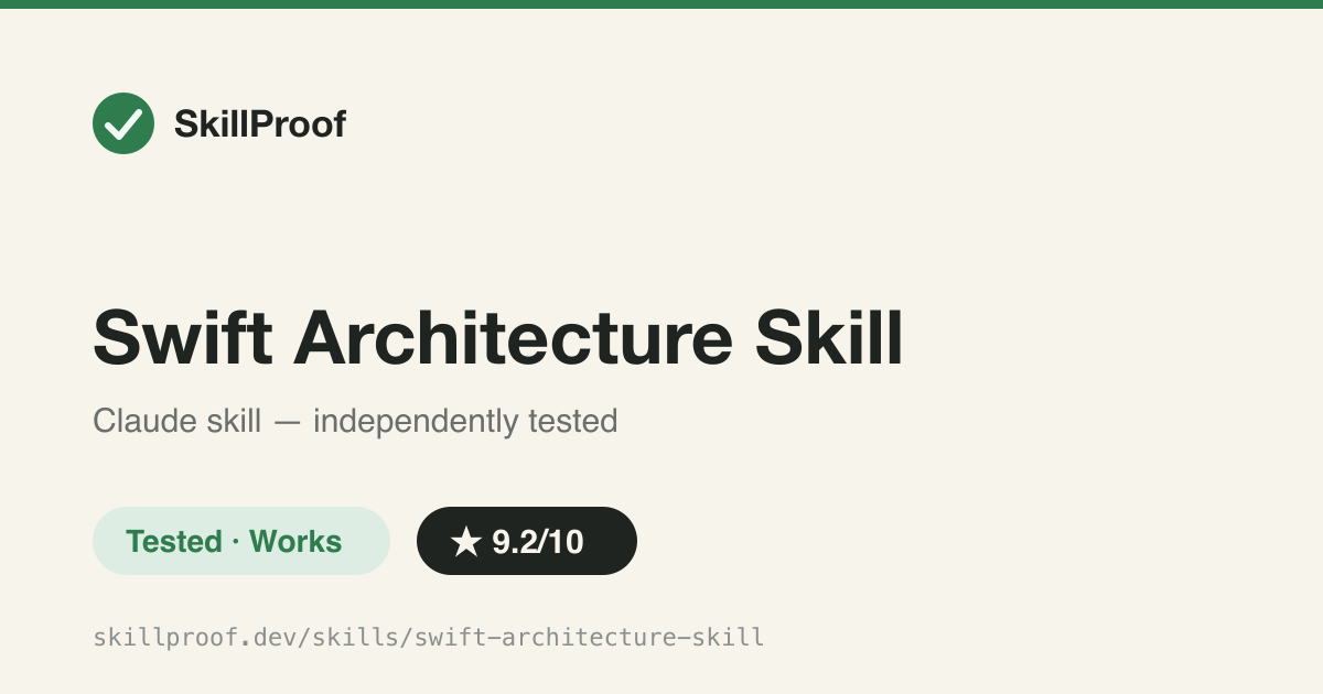 Swift Architecture Skill — Playbooks and a decision matrix for picking/reviewing MVVM, MVI, TCA, Clean, VIPER, Reactive, MVP, or Coordinator in Swift.