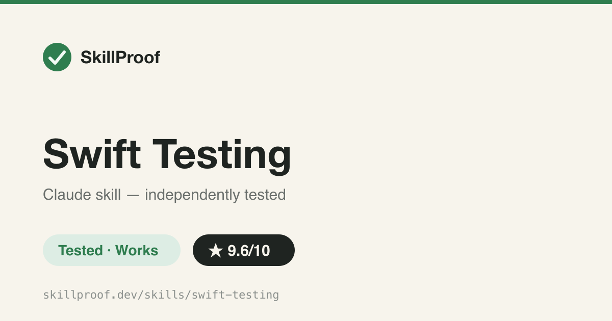 Swift Testing — Swift Testing patterns, test-double taxonomy, and migration guidance for @Test-based suites.