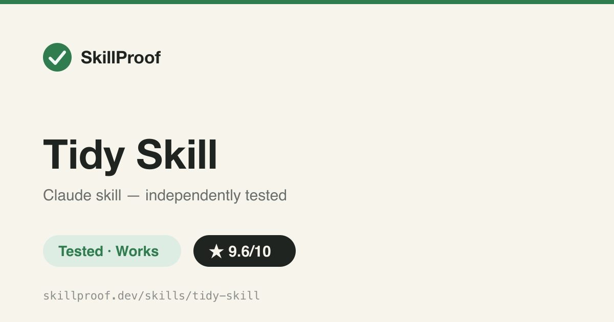 Tidy Skill — Read-only hygiene audits that stop agents littering repos with plan.md/todo.md junk.