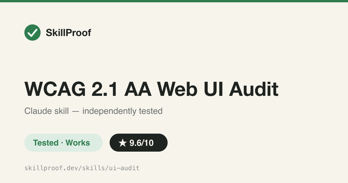 WCAG 2.1 AA Web UI Audit — Deterministic WCAG 2.1 AA audit -- keyboard, contrast, zoom/reflow, forms/ARIA, status messages -- ending in a severity-rated remediation backlog.