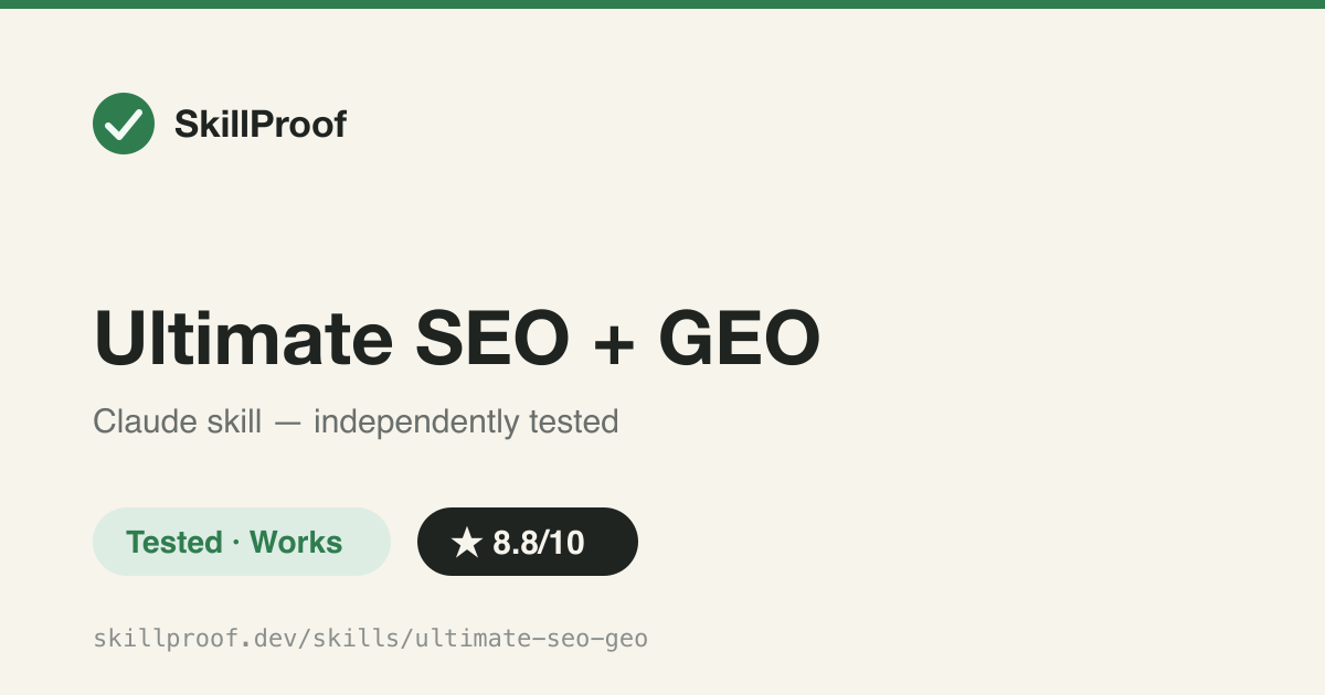 Ultimate SEO + GEO — 27-script SEO/GEO audit agent covering technical health, E-E-A-T, schema, and AI-search citation.