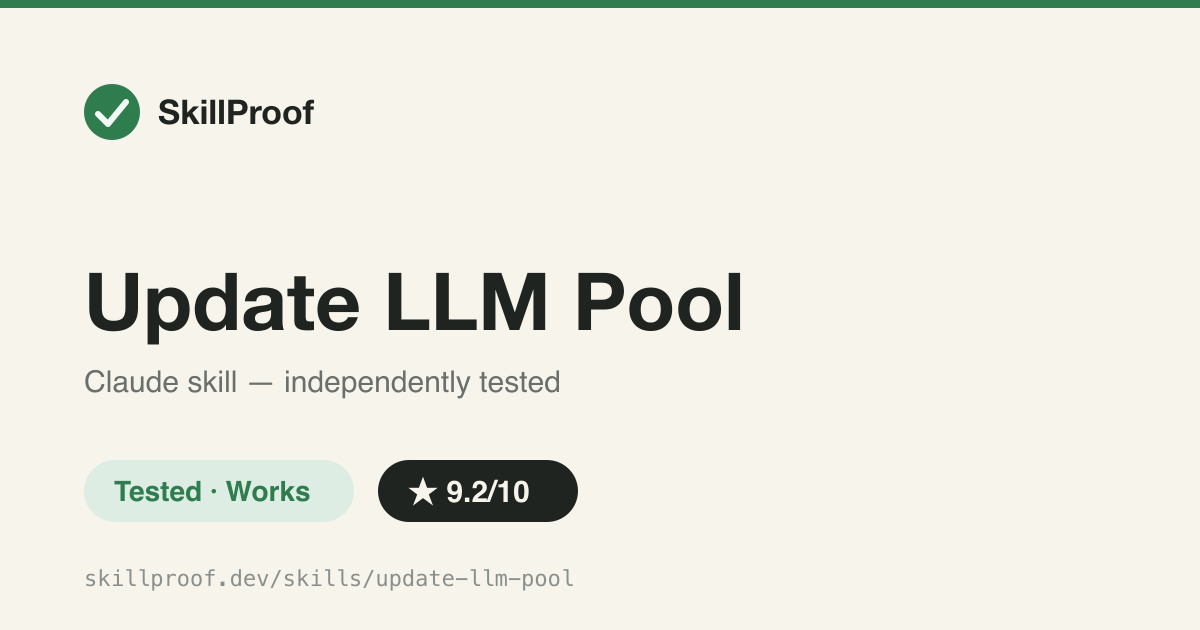 Update LLM Pool — Exact CLI reference for refreshing this wiki's LLM-paper citation pool via Semantic Scholar, including checkpoint resume.