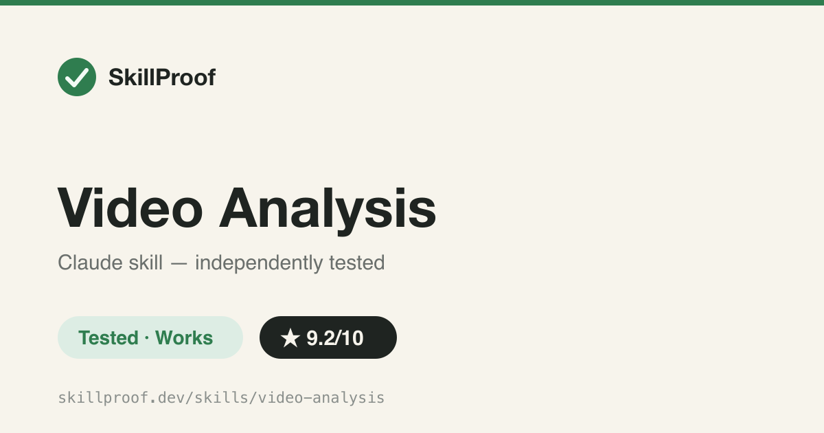 Video Analysis — Downloads a video, auto-picks a frame rate, extracts frames, then reads them for real visual analysis.