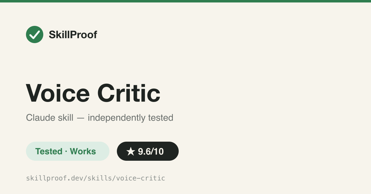 Voice Critic — Critiques a draft against your own corpus of past edits to catch where it stops sounding like you.